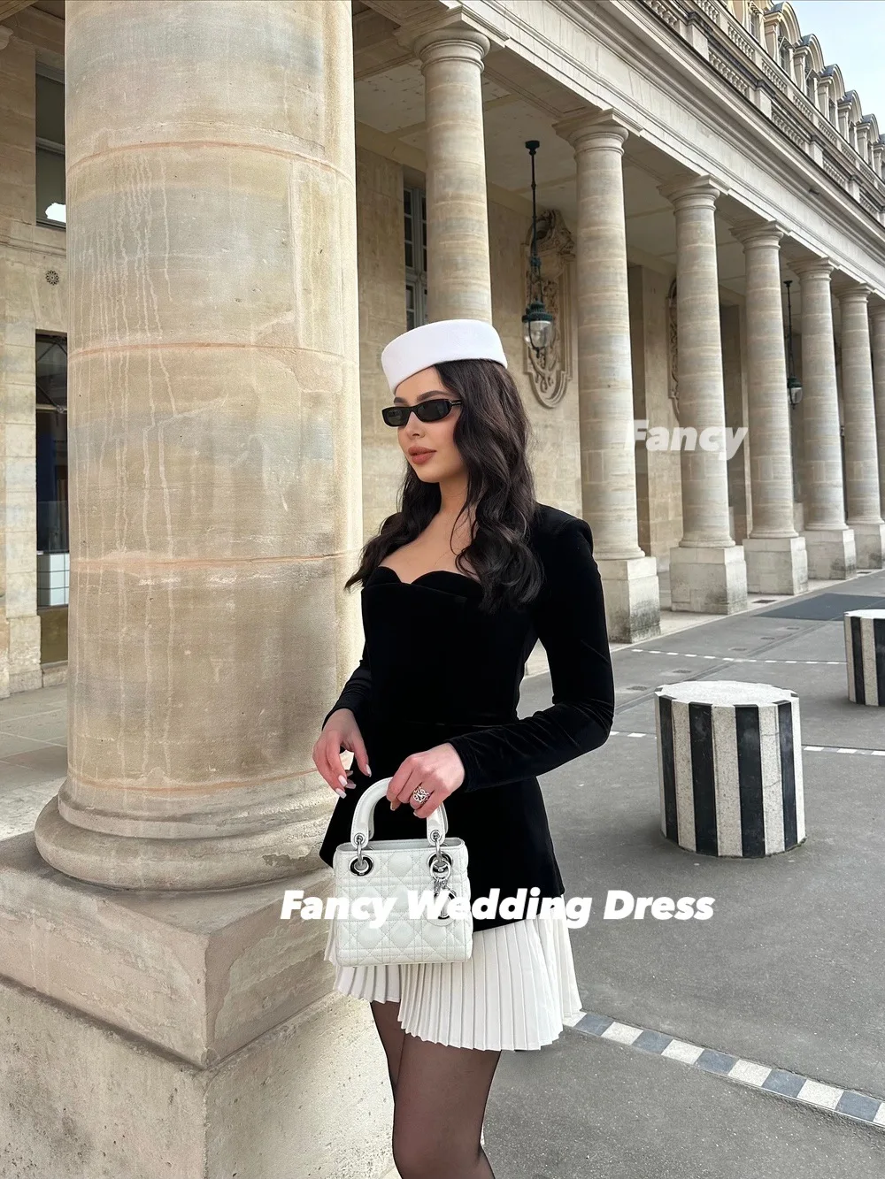 ファンシーセクシーなベルベットミニイブニングドレス A ライン長袖ウエディングドレスバックジップ特別な日のドレスカスタマイズ