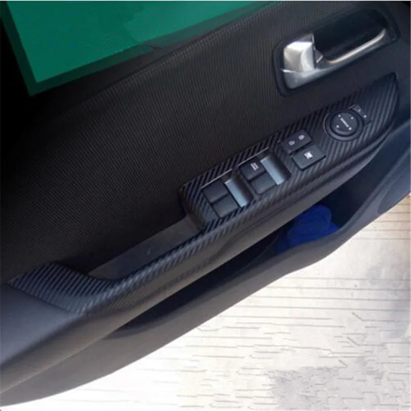 Car styling carbon fiber door panel armrest handle trim glue sticker auto accessories case for KIA Rio K2 2011-2016