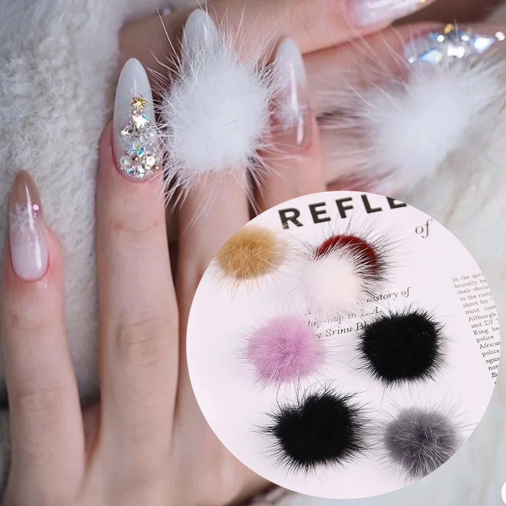1 pz nuovo rimovibile carino staccabile 3D nail pom soffice palla morbida pom
