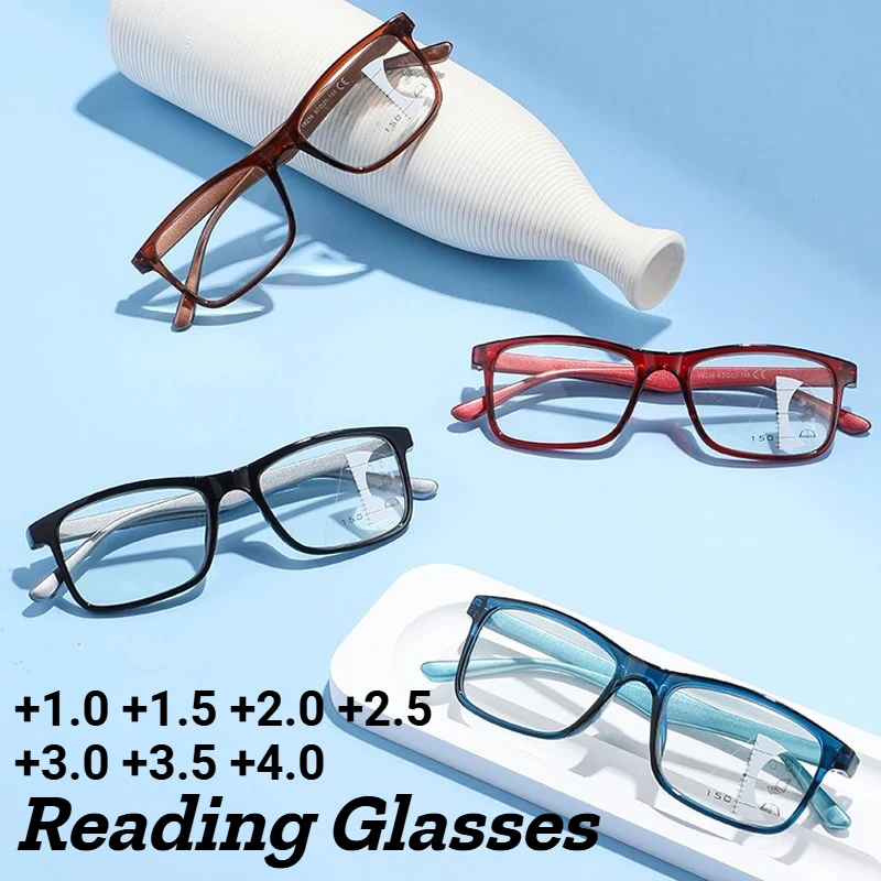

Anti-blue Light Progressive Multifocal Reading Glasses High-definition Presbyopia Glasses with Plus Diopters +1.0 To +4.0