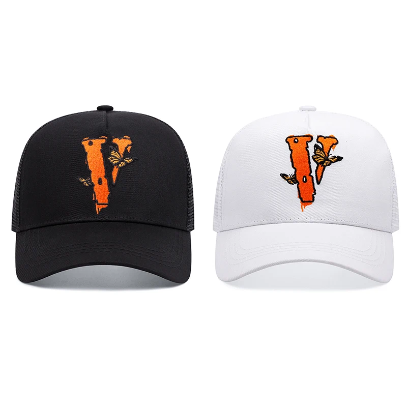 Butterfly embroidery letter V trucker hat men women baseball caps Shade mesh hat