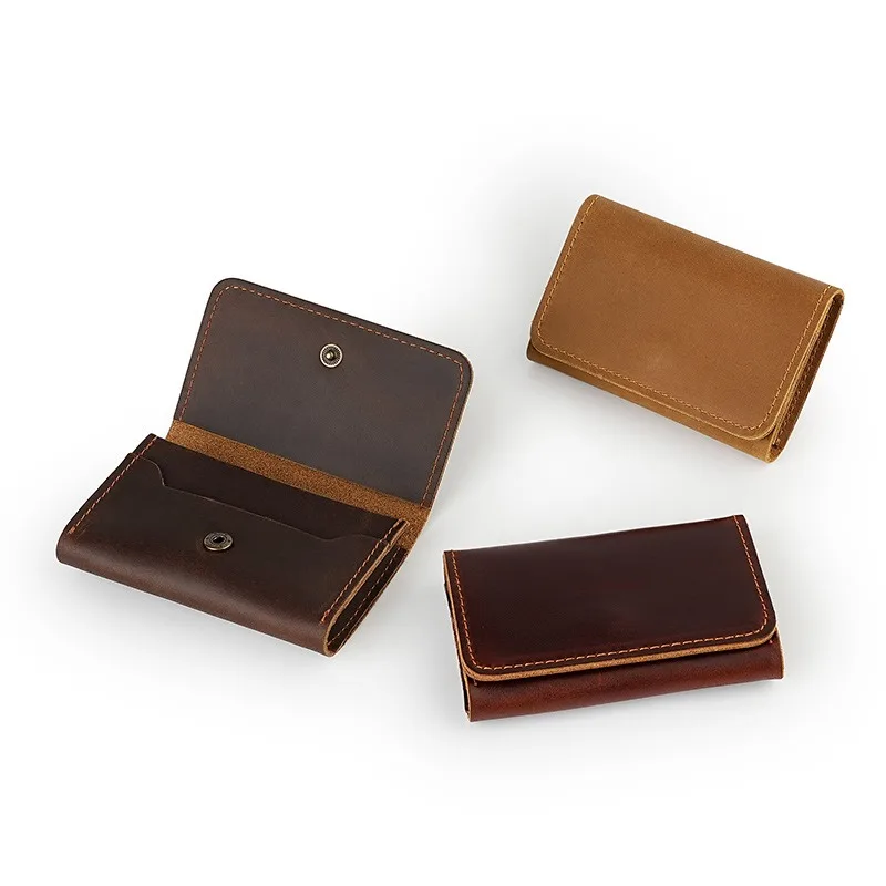 كريزي هورس بيك اب حقيبة مخفية مشبك جلد طبيعي محفظة متعددة الوظائف الطبقة الأولى جلد البقر حامل بطاقة ثنائي الطي للرجال #3