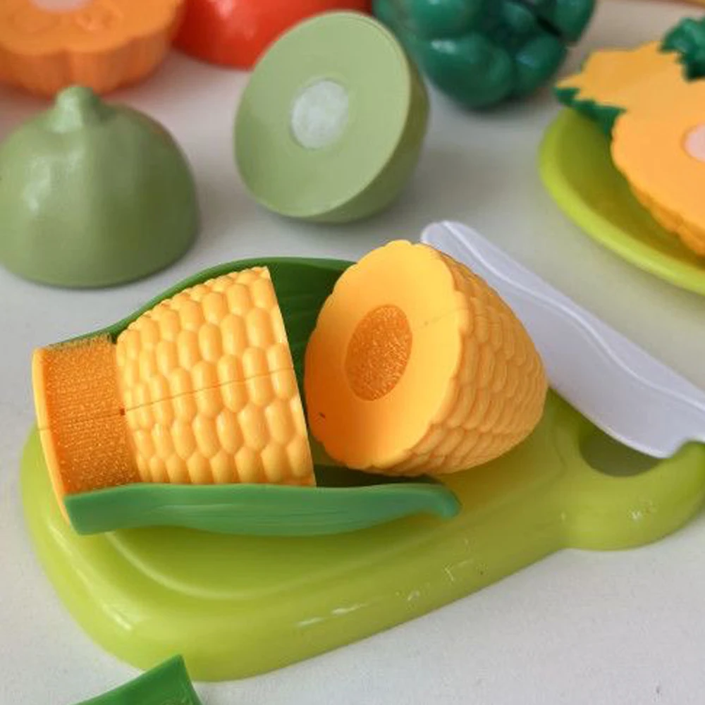 어린이 장난감 과일과 야채 자르기 세트 어린이를위한 역할 놀이 시뮬레이션 주방 장난감 몬테소리 아기 장난감 어린이 선물