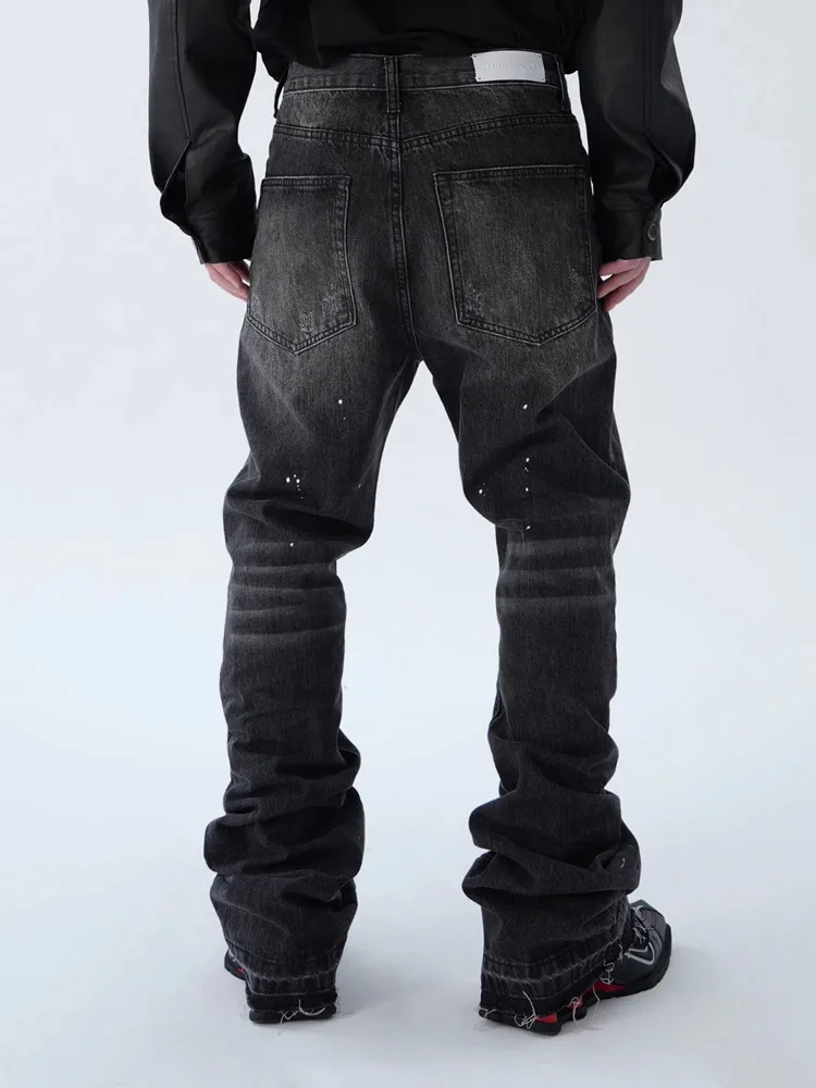 2025 American Retro Y2K Streetwear Washed Black Slim Flared Jeans Pants For Men Clothing Luxury Cotton Long Trousers Ropa Hombre