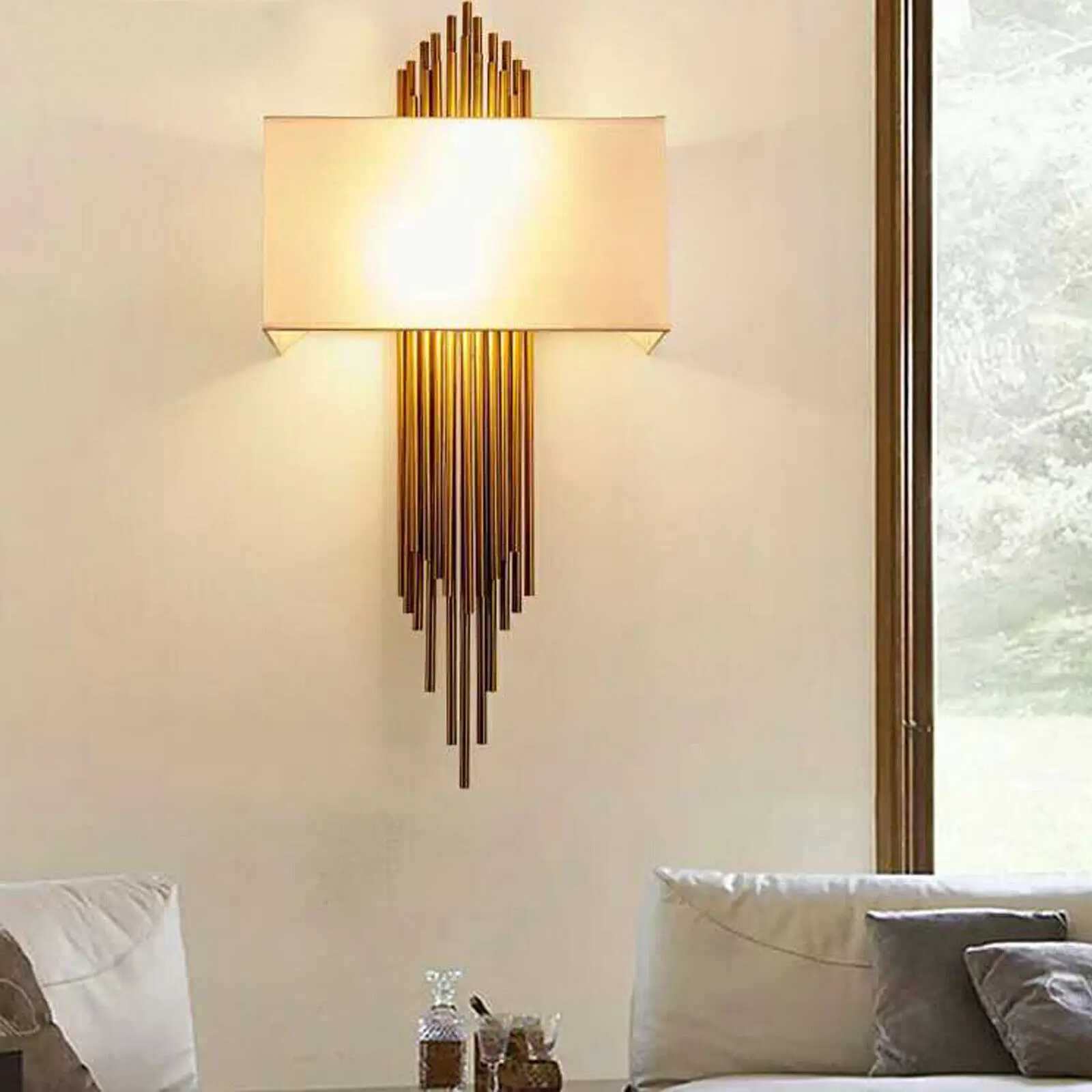 

Modern Luxury Decor LED Metal+Fabric Wall Light Sconce Bedroom Hallway Wall Lamp