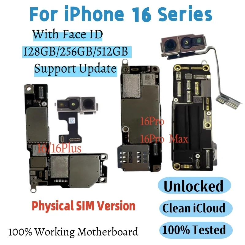 Unlocked Authentic Motherboard For iPhone 16 pro Max 16Pro Clean