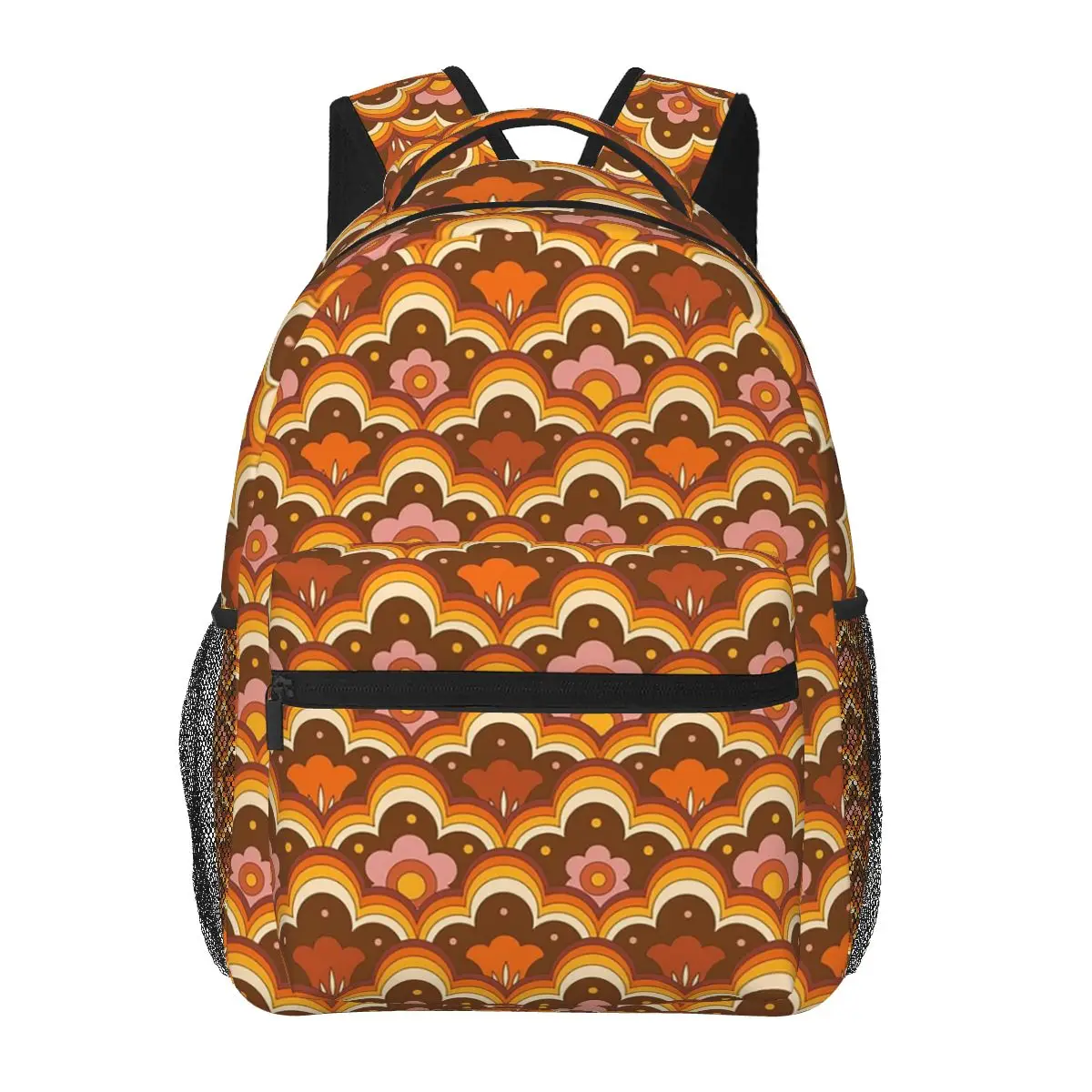 70s 60s ريترو مخدر زهرة السلطة ، الأزهار نمط حقيبة الظهر رائجة البيع Daypack سعة كبيرة الأطفال BookBag حقائب كتف #3