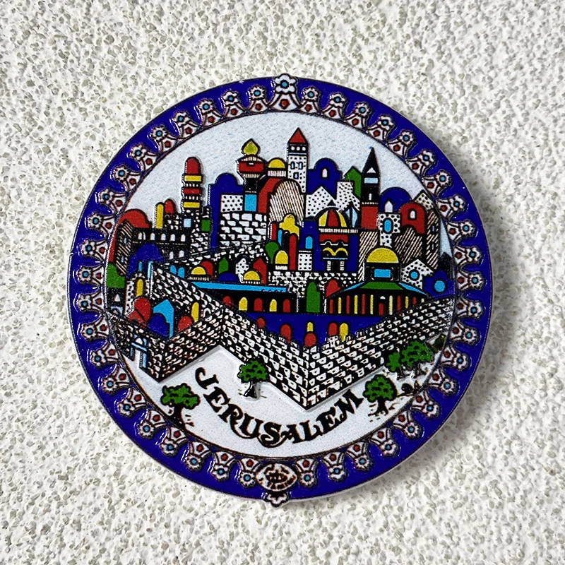 

Jerusalem Cultural Tourism Souvenirs 3D Architectural Magnetic Fridge Magnet Exotic Style Round Decoration