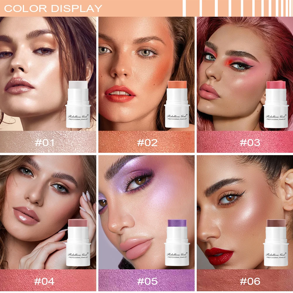 6 色シマーウォーターライトハイライタースティックブラッシュスティックメイクアップフェイスボディイルミネーター化粧品顔輪郭明るくメイクアップ