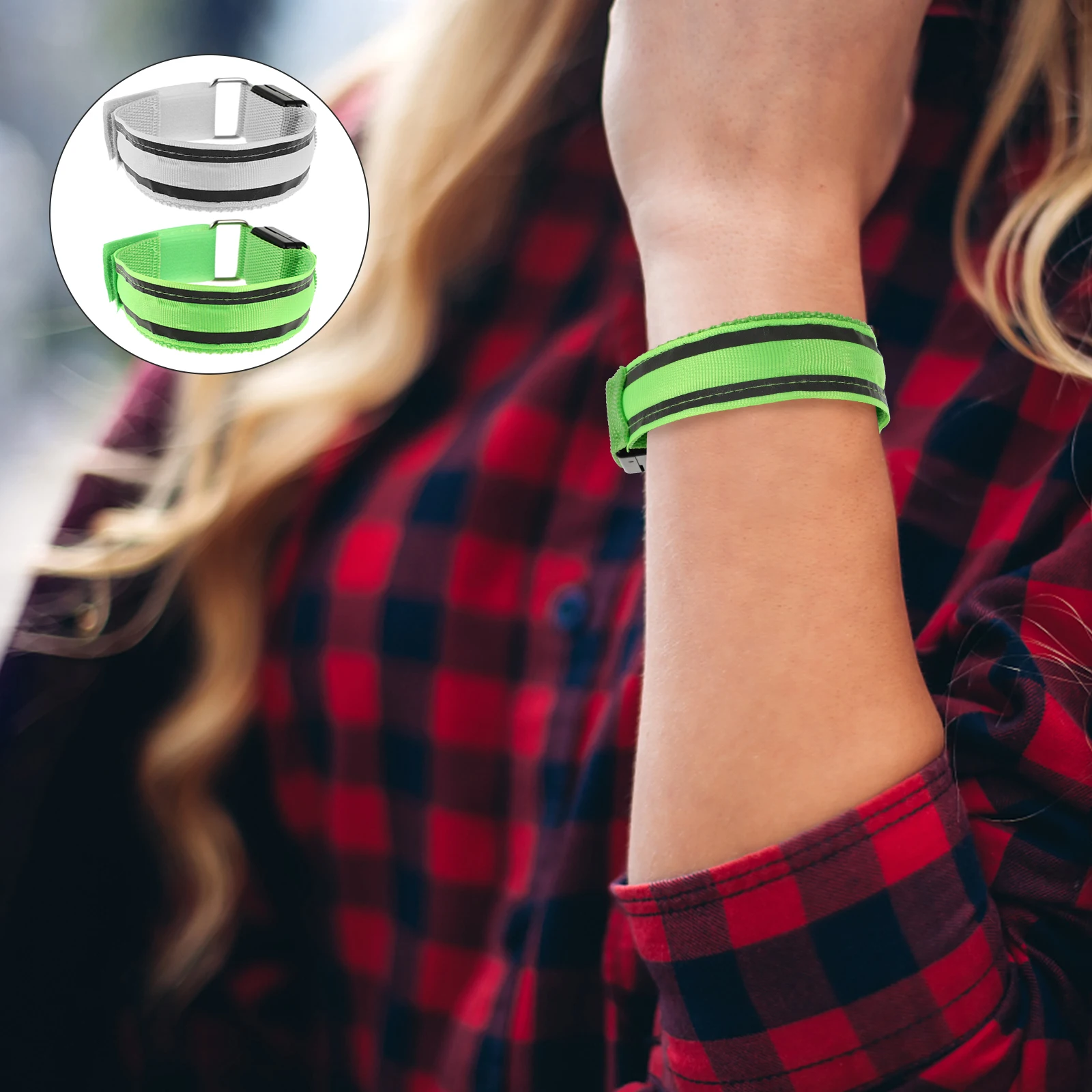 

2pcs Led Luminous Armband Nylon Warning Strap Outdoor Night Running Safety Gear Adjustable Glowing Armlet For Cycling Hiking