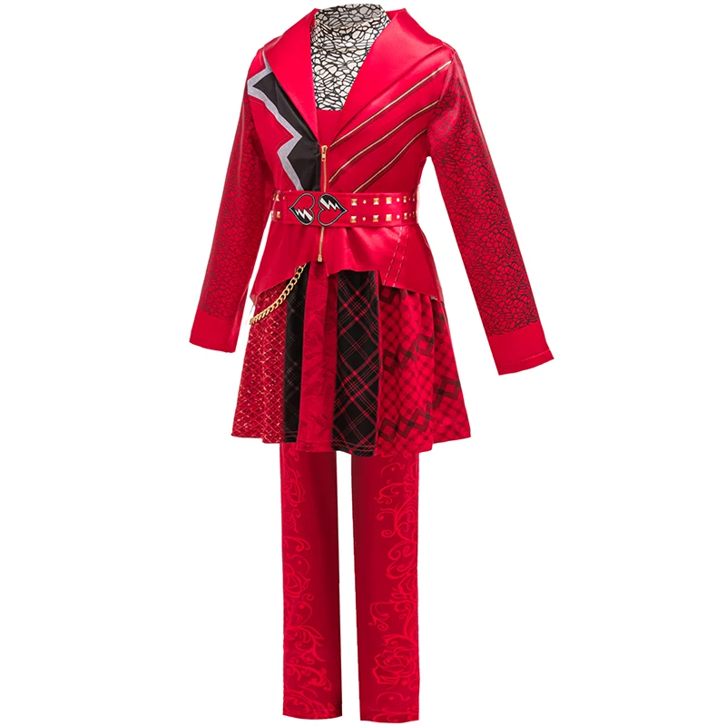 Rotes Kostüm für Mädchen, Karneval-Cosplay, Rise of Red Kostüm, Herzkleid, Jacke, Hosen-Set, Halloween-Party-Verkleidung für Kinder – Detail 2
