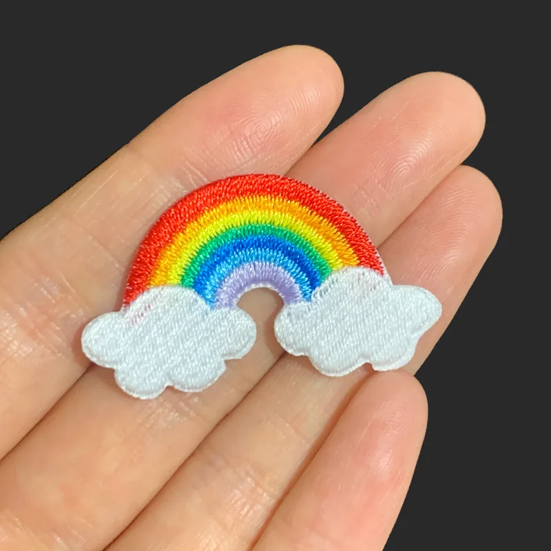 Rainbow Clouds Self-adhesive Embroidery Patch Applique On Jeans Scratch Patch Decorative Phone Case DIY Scrapbooking Sweing