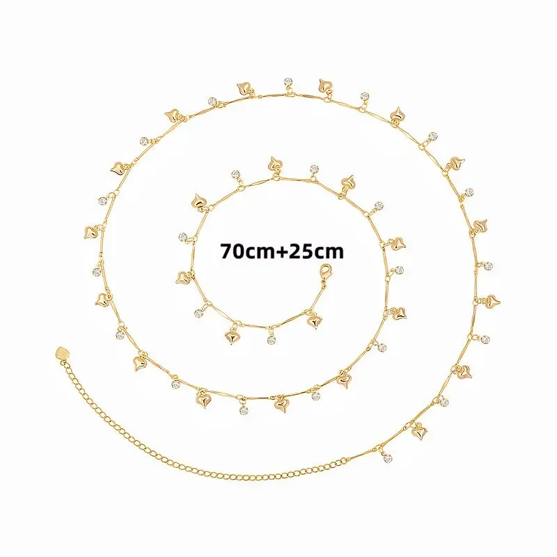 Cadena de cuerpo Sexy versátil con forma de corazón de melocotón para mujer, accesorios para el cuerpo de Bikini de playa de verano, cadena de cintura con borla de circón de amor Simple