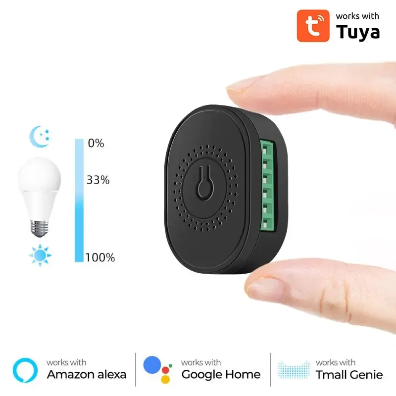 Tuya Mini WiFi Smart LED Dimmer Switch Light Module SmartLife App Remote Control 220V Wall Lamp On Off For Alexa Home