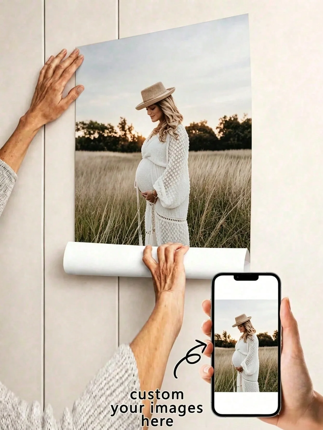 Custom Self-Adhesive Poster - Upload Your Image Or Text - Suitable For Home Decor, Music Album Covers And Family Photos