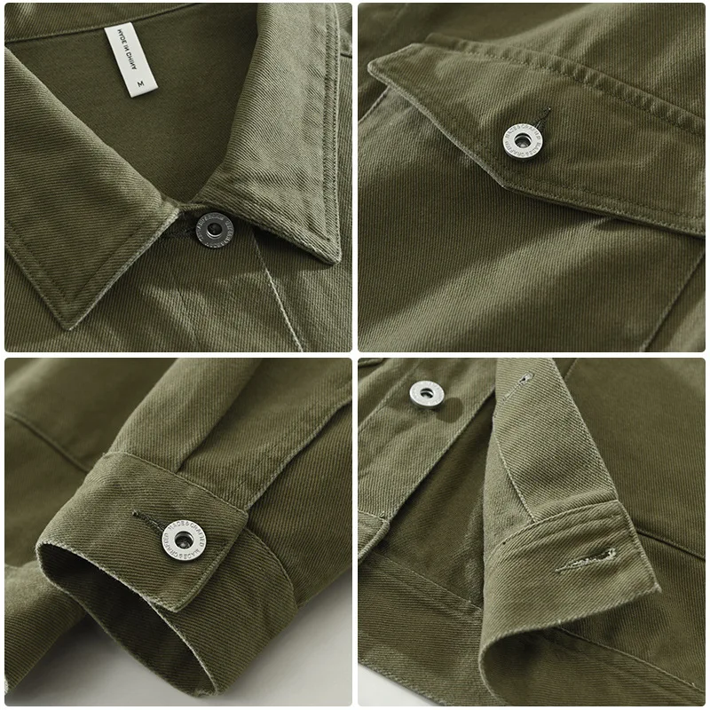 2024 Spring New Vintage 100% Cotton Cargo Jackets for Men clothing Casual Big Pocket Streetwear Men CM6999