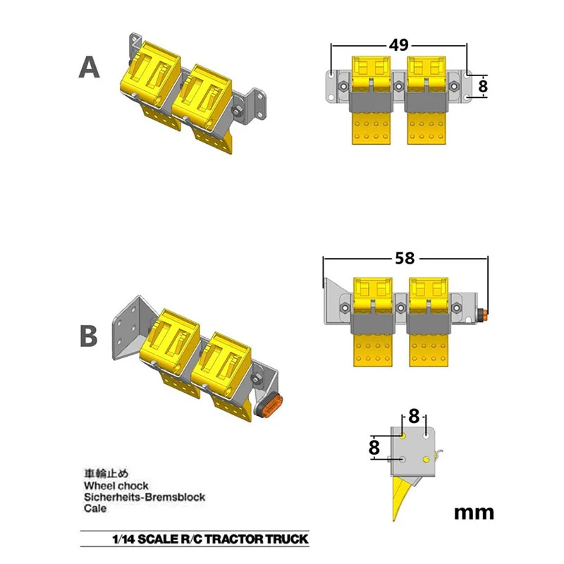 1 Pair Tire Rubber Slipper Skid Bring Support Position Lights For 1/14 Tamiya Rc Truck 770s Arocs Man Tgx Lesu Car