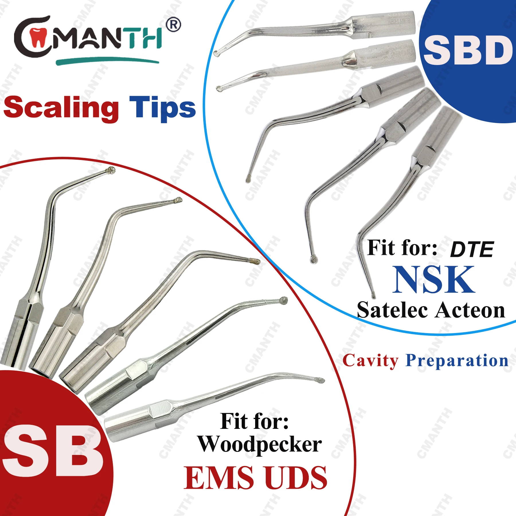 

Dental Ultrasonic Scaler Tips Scaling Tip SB1 SBD1 Fit For WOODPECKER DTE EMS SATELEC Ultrasonic Scaler Handpiece Dentistry Tool