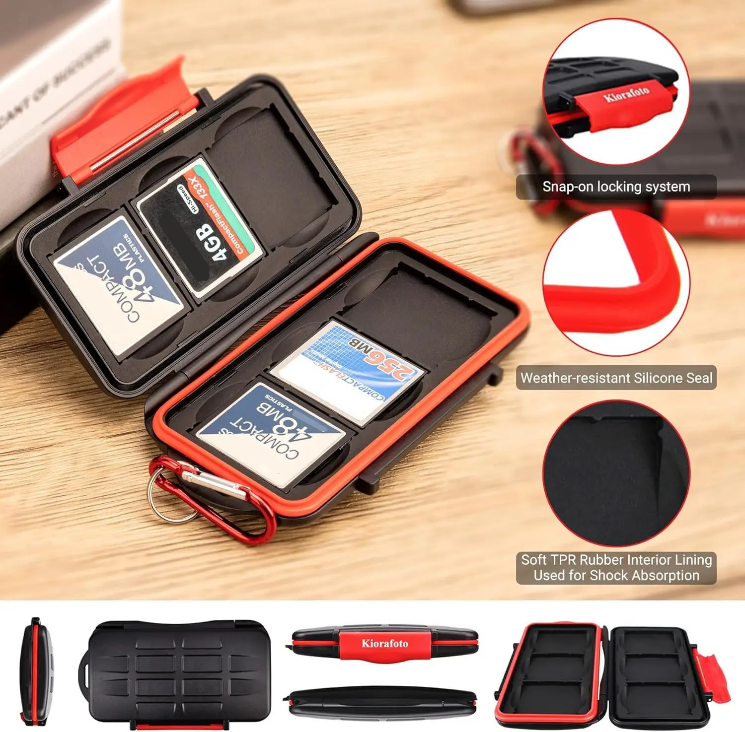 6 CF 카드 슬롯 전문 방수 컴팩트 플래시 카드 홀더 케이스 보관 컴팩트 플래시 메모리 카드 보호기 지갑