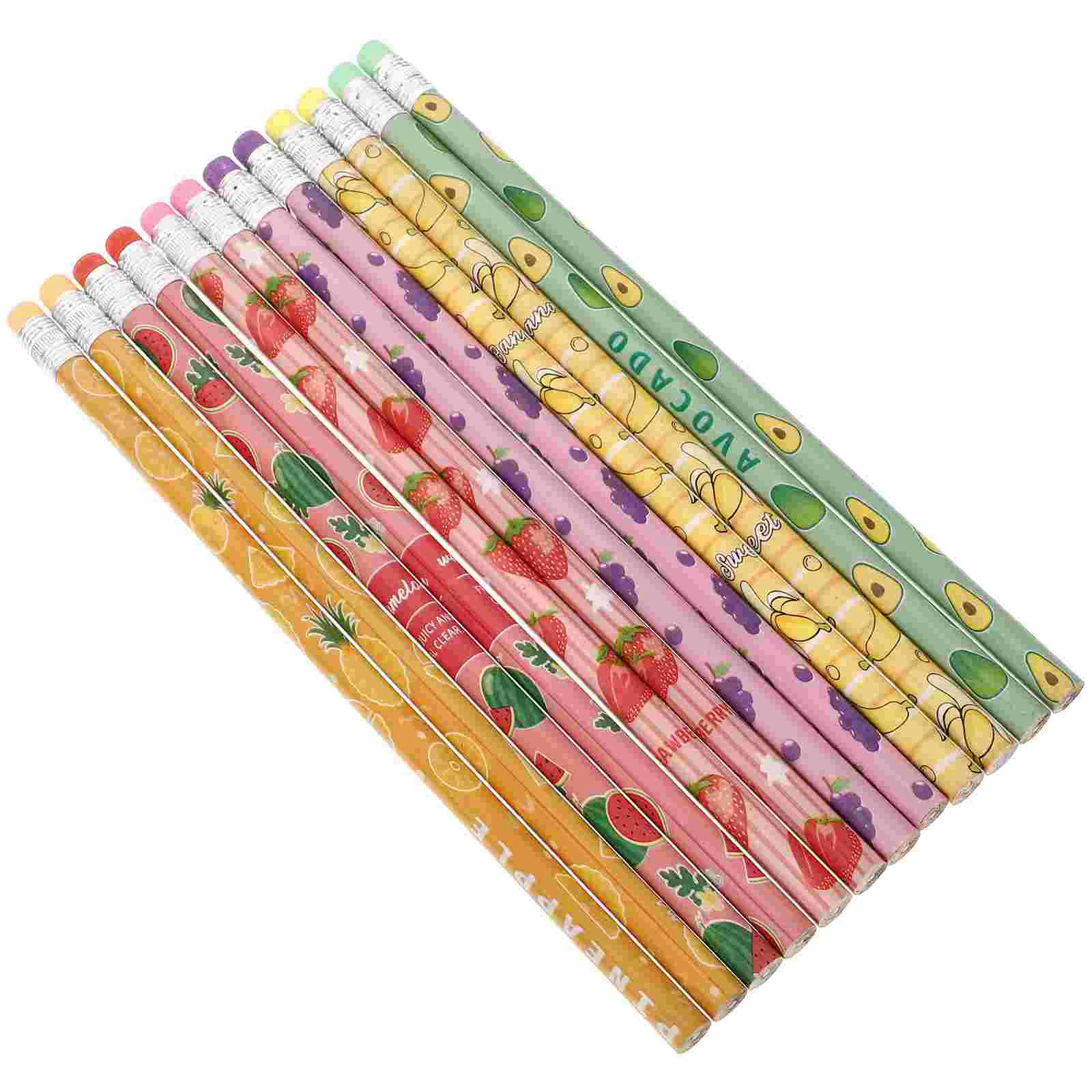 24 Pcs Fruit Themed Pencils for Kids Supplies Comfortable Grip Drawing Writing Tools Birthday Party Gifts Fun