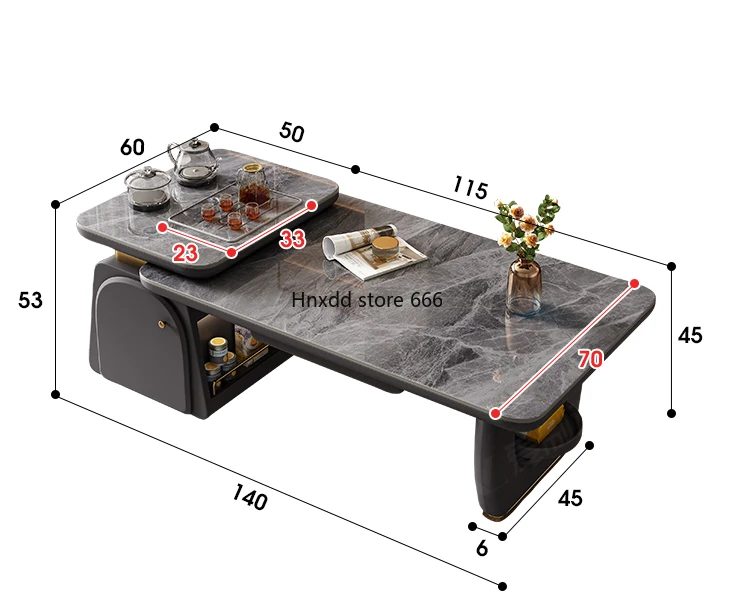 

Light luxury, modern high-end sense, simple rock slab coffee table, integrated tea making