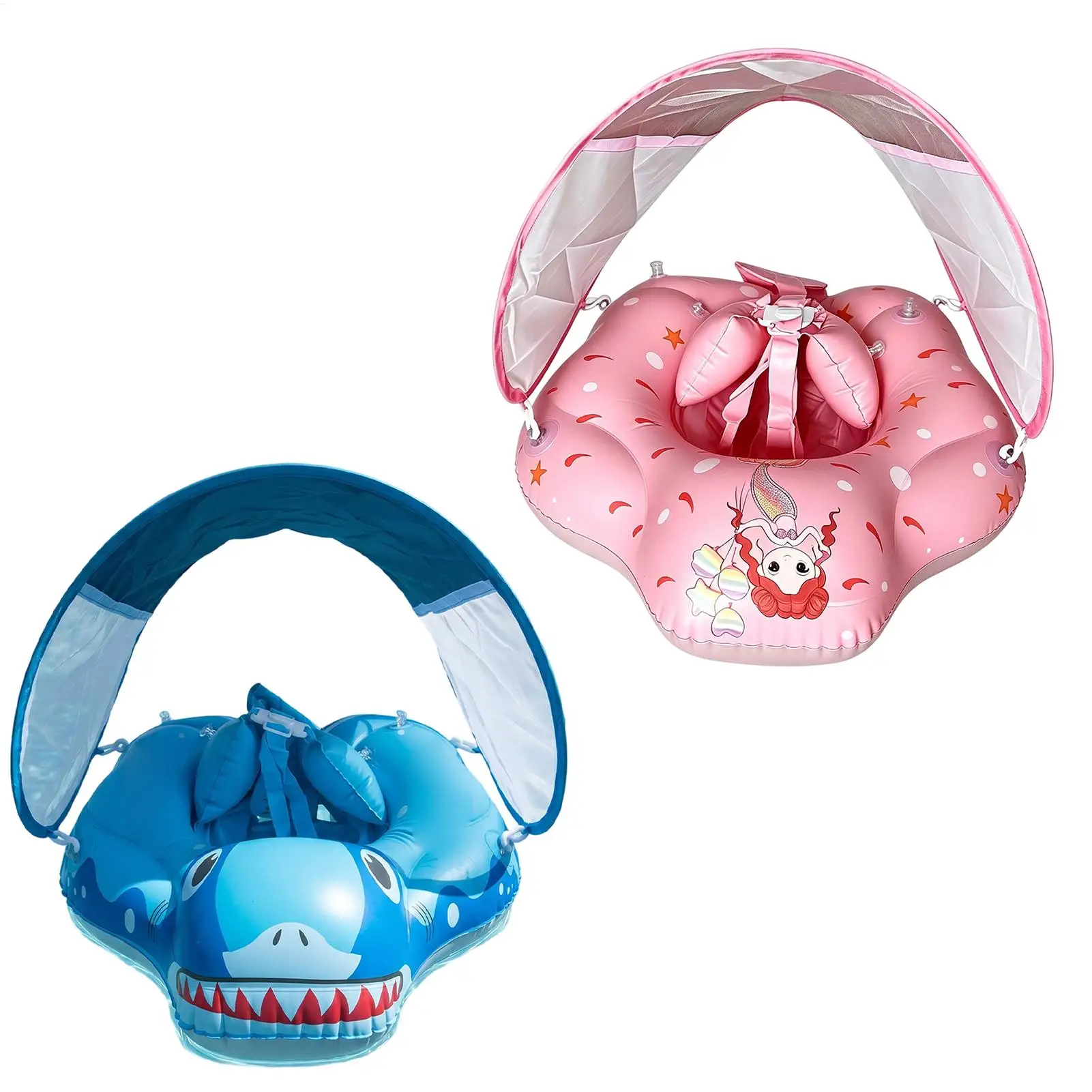 Children's Swim Rings Anti Tip Sunshade Toys Chair with UPF50 Canopy Kids Inner Tubes for Pool for Beach Party Summer Lake River