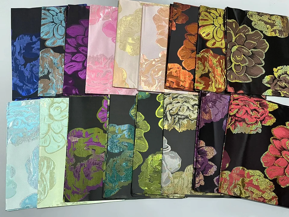 DIY afrikanischer Gele-Stoff zum Nähen, Basteln, nigerianisches Sego-Kopfband-Material, 2,5 Yards, 2-teiliges Kopfwickel-Set für Hochzeitsfeier TXH-19-5 – Detail 1