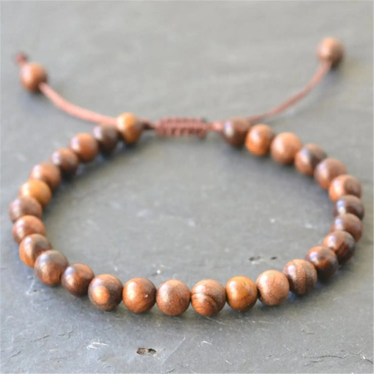 Wood Beads Adjustable Mala Bracelet Bangle  Party Beaded Men Wrap Unique Artisan Teens Eco-Friendly Prayer