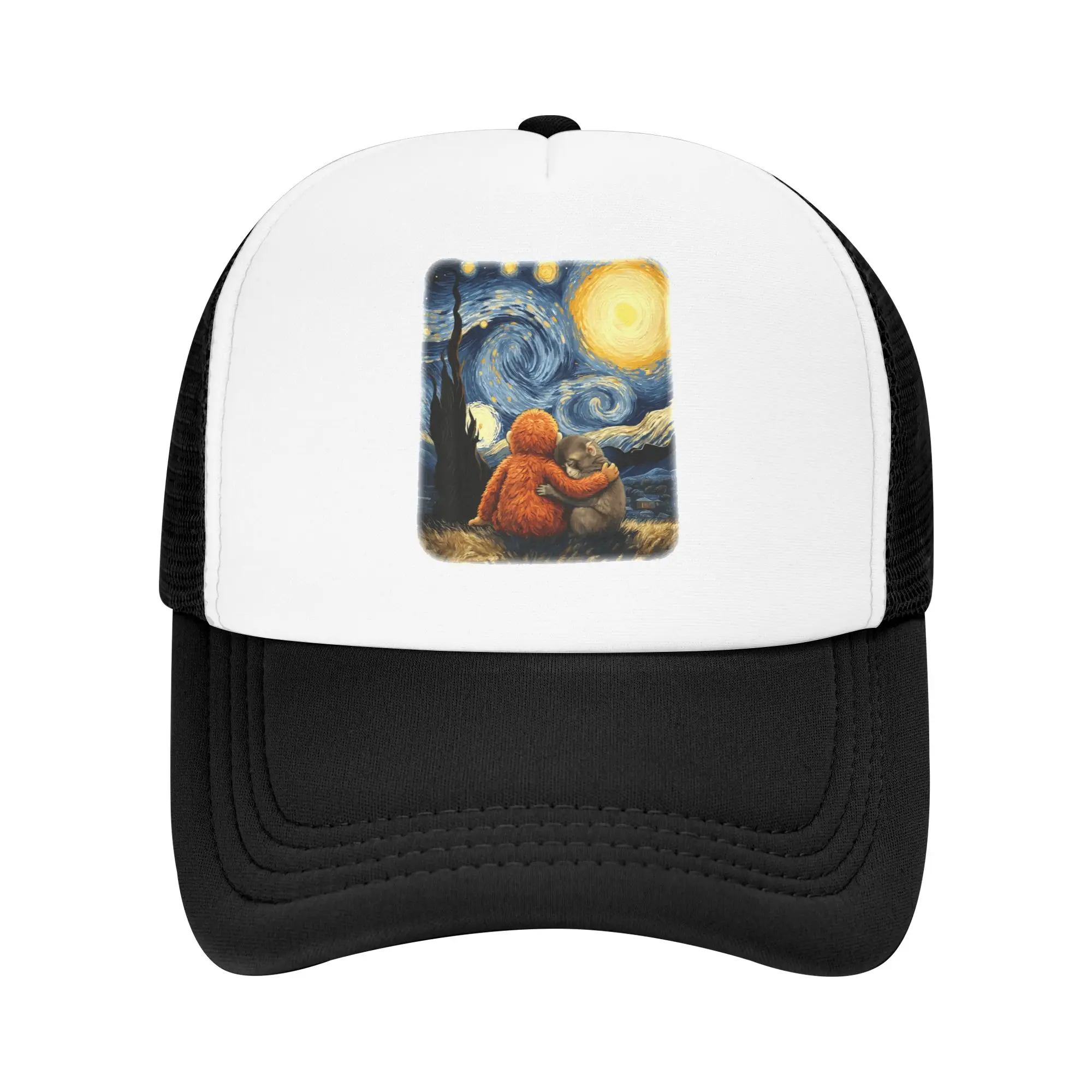 Punch kun Panchi Kun Viral Video Van Gogh Monkey Punch Mesh Baseball Cap Men Print Hip Hop Hats Spring Outdoor Baseball Caps