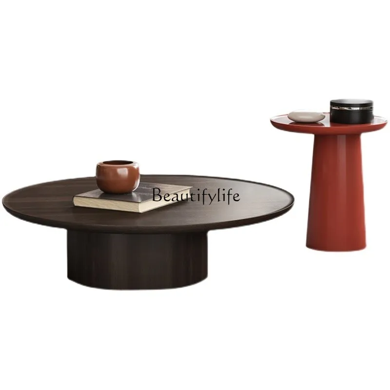 

Italian minimalist light luxury coffee table modern high-end office round combination coffee table