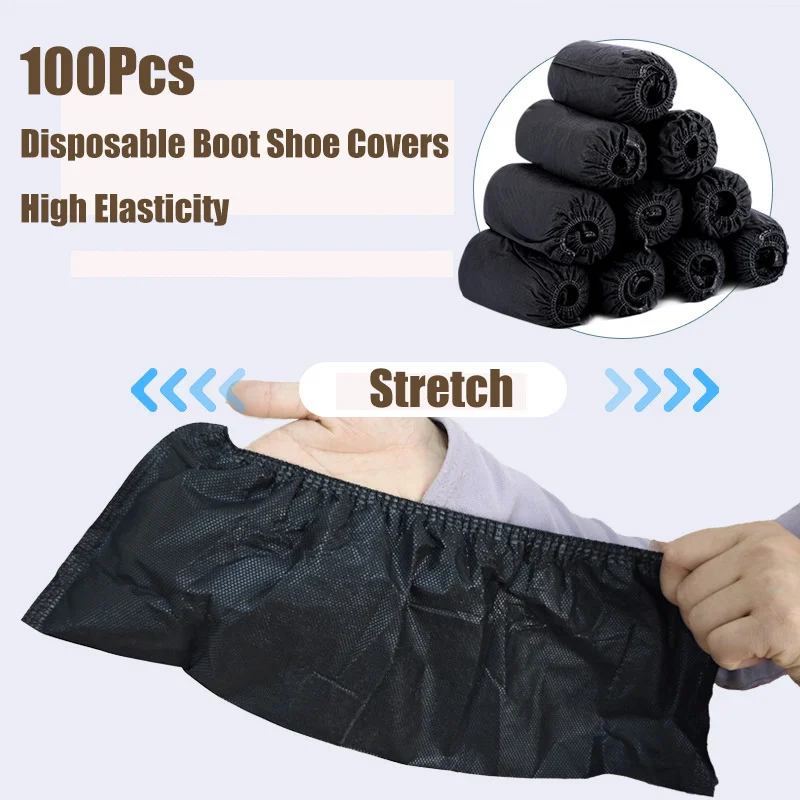 Disposable Boot Shoe Covers 100 Count Non-Slip Stretchy Foot Booties Shoe Coverings For Workplace Indoor Carpet Floor Protection