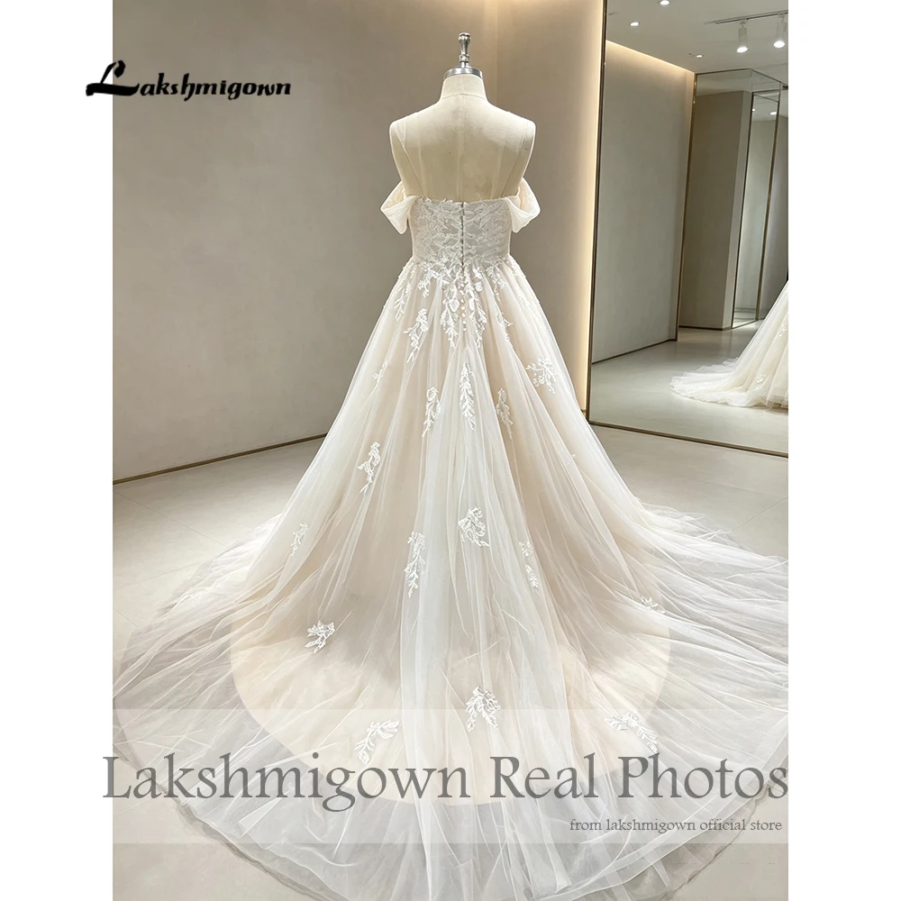 Lakshmigown Bridal Boho Champagner Hochzeitskleid 2027 Schulterfrei Damen Kirchenhochzeitskleid Sweetheart-Spitze Maßanfertigung – Detail 6