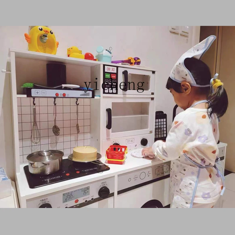 XL Children Play House Kitchen Refrigerator Simulation Toy Cooking Kitchenware Suit Wooden