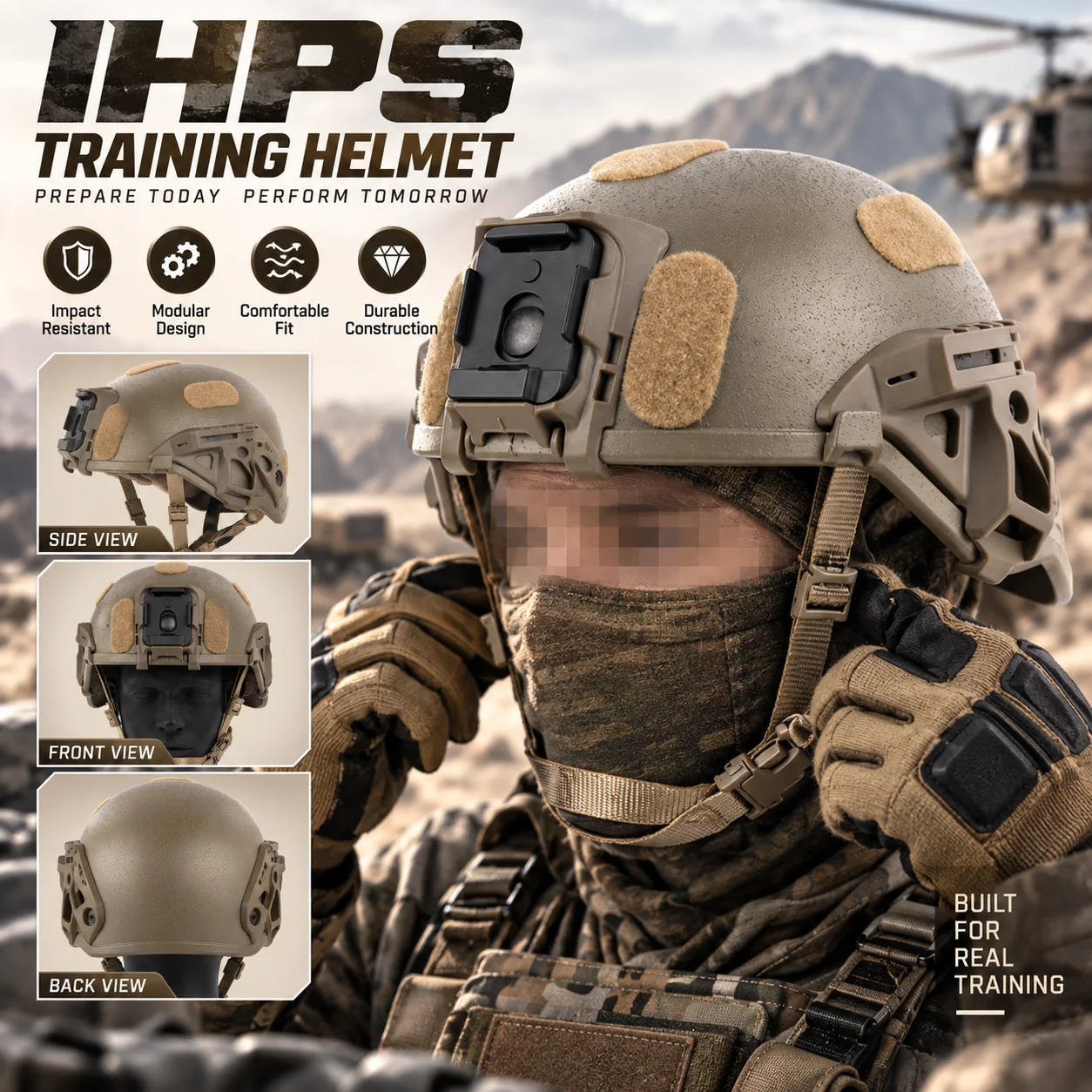 Tactical IHPS Training Helmet Ear Protection Picatinny Rail Helmet Side Mount Modular Headgear for Outdoor Training Camping Gear