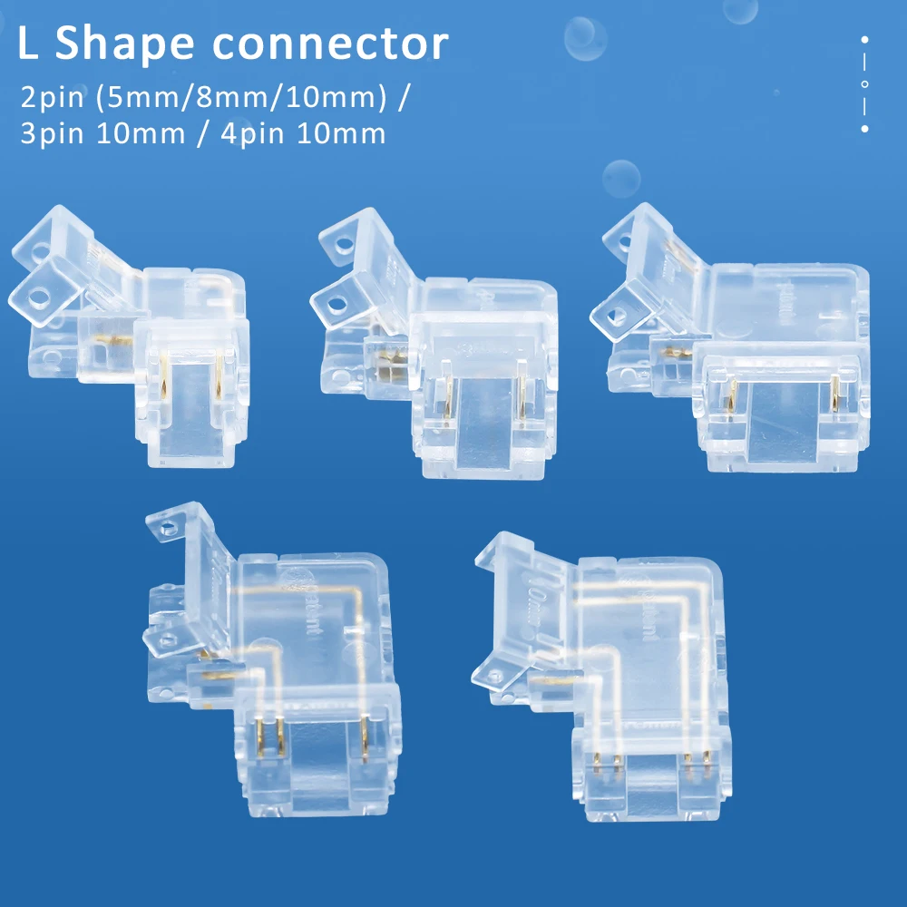 5PCS L-Shape COB LED Strip Connector Seamless 2/3/4pin 8/10mm Corner Connectors for CCT RGB COB IP20 LED Strip Lights 90 Degree