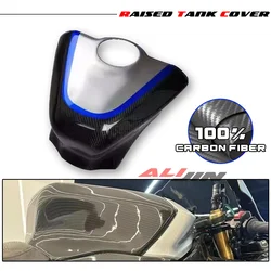 100% Real Dry Carbon fiber For YAMAHA YZF R1M YZFR1 R1 2015-2023 Motorcycle Full Raised Heightened Tank Fuel Gas Protector Cover