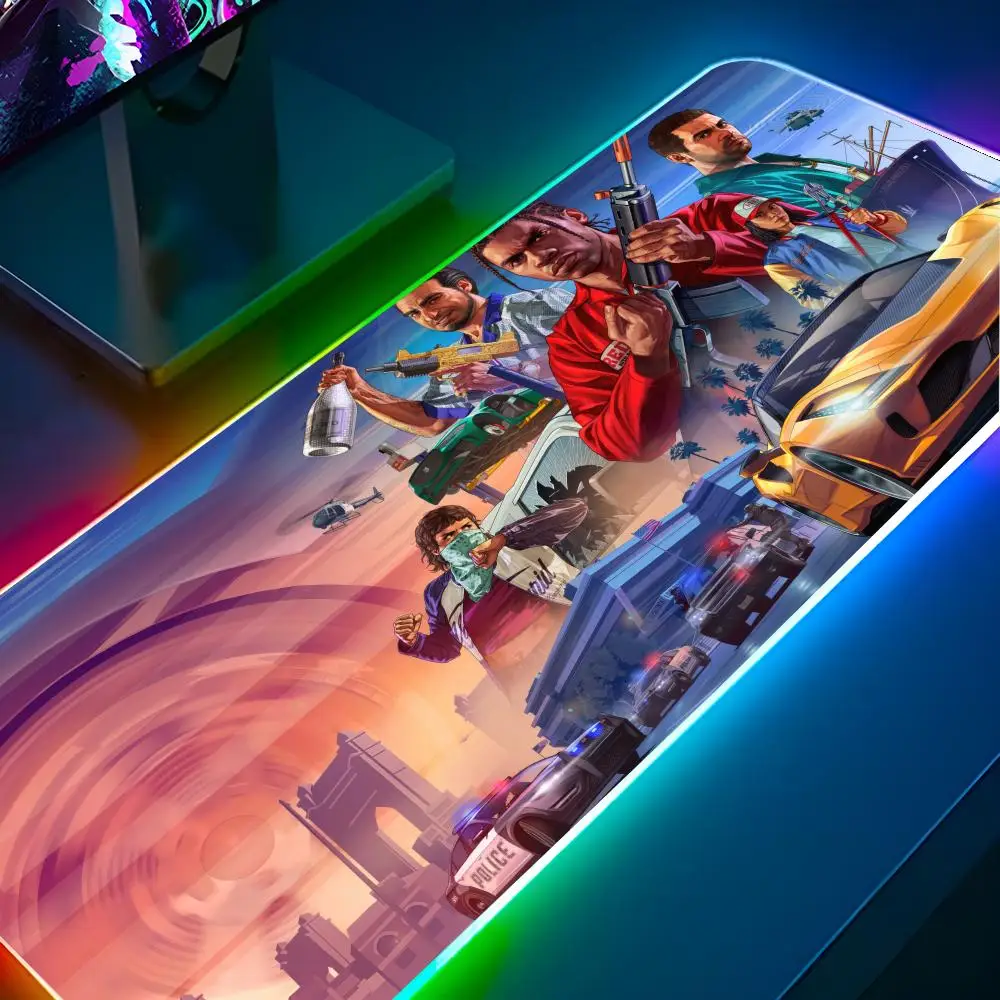 

Game G-T-A Mouse Pad RGB Backlit Mouse Pad Laptop Mouse Pad Laptop Gamer Computer Desk Gaming Accessories