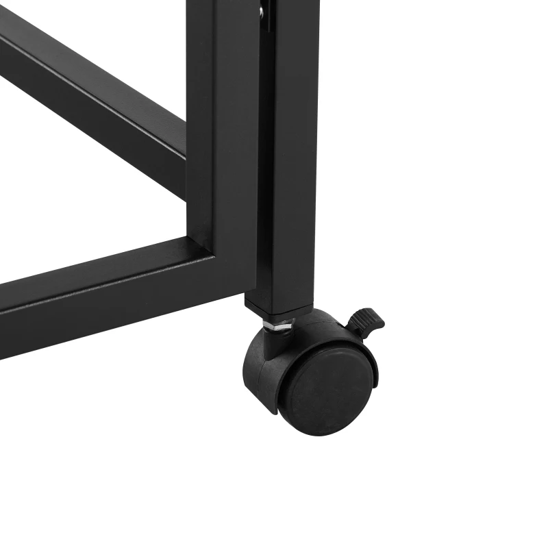 Green forest Folding Desk Small Rolling Desk With Storage Shelf Inch Fold able Computer Desk Wheels  sturdy and stable Black