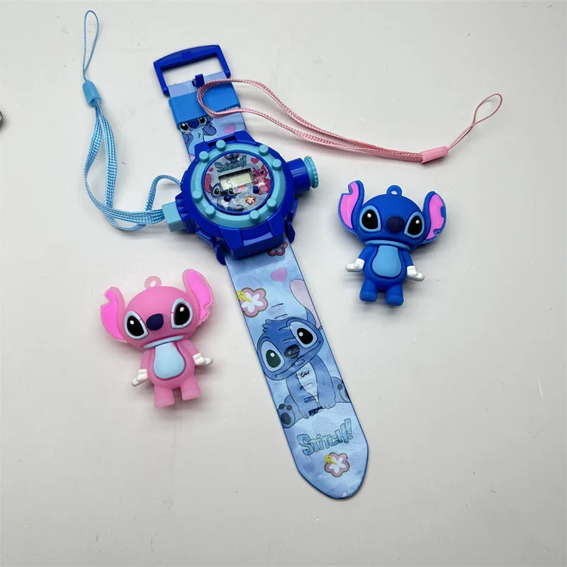 24 Picture Disney Stitch Projection Watch Lilo & Stitch 3D Anime Figure orologio elettronico con ciondolo giocattoli regali di natale per bambini