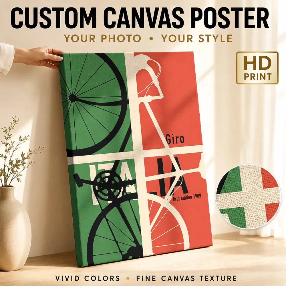 Giro Italia Cycling Framed Canvas Print Poster Customized Sports Portrait Wall Paintings Decoration for Man Cave Ready to Hang