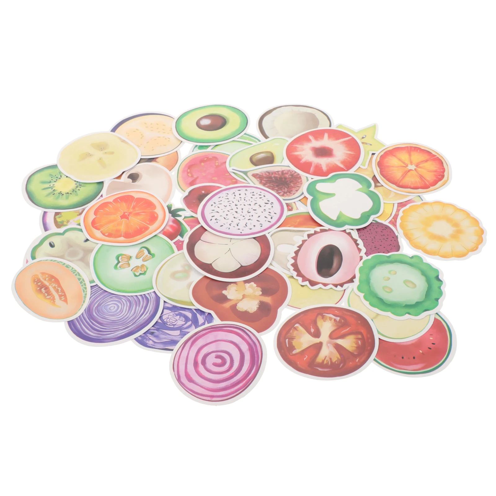

50pcs Fruit Stickers Colorful Cute PVC Cherry Vegetable Decorative Adhesive Scrapbooking Craft Aesthetic Subject for Bottle