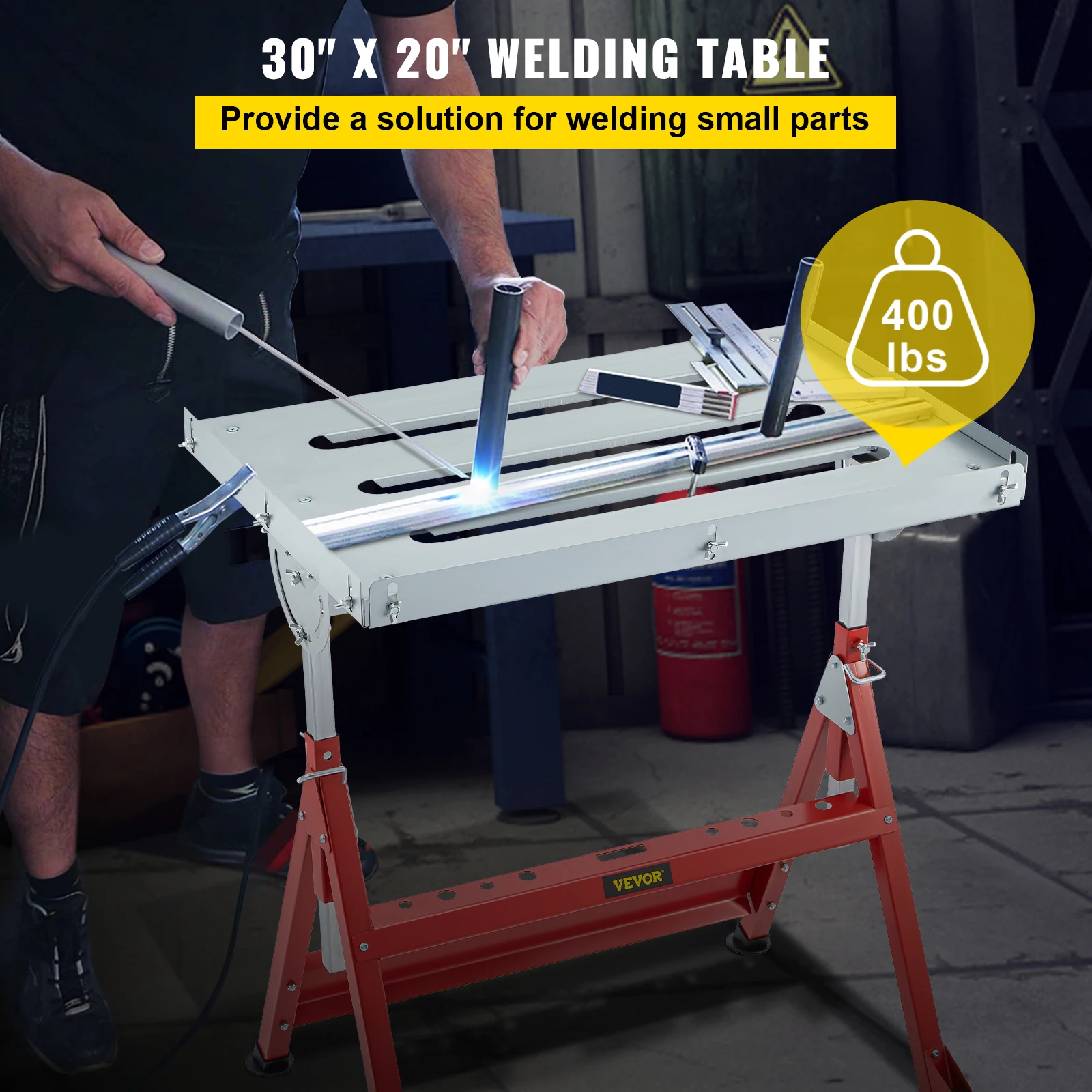 VEVOR Tavolo Modularo per La Saldatura Professionale Zincato in Acciaio al Carbonio 30x20in 31x23in 36x24in 0,08 Pollici Tavolo per Saldatura181kg Tavolo di Lavoro Banco per Saldatura e di Montaggio
