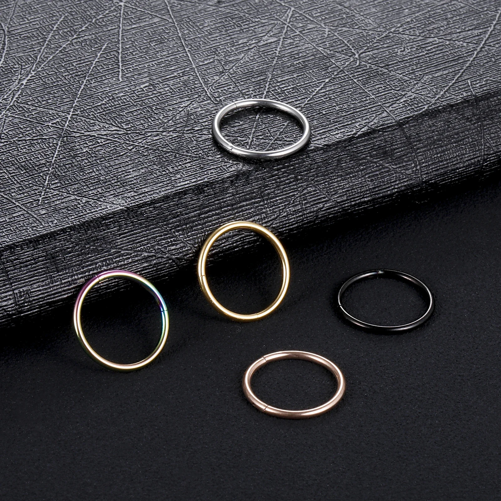 1/5Pc 316L Stainless Steel Twist Hinged Septum Nose Rings Hoop for Women Men, Septum Clicker Cartilage Tragus Helix Ear Piercing