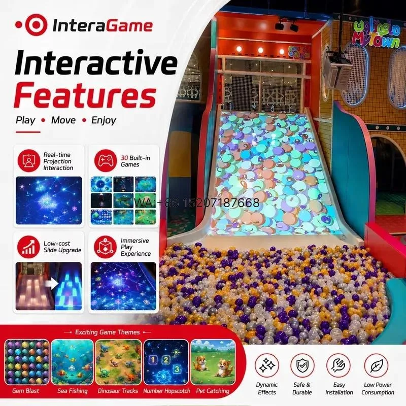 Wmwmnu for Interactive Projection Slide Game Equipment Indoor Digital Slide Playground System for Kids Entertainment Centers
