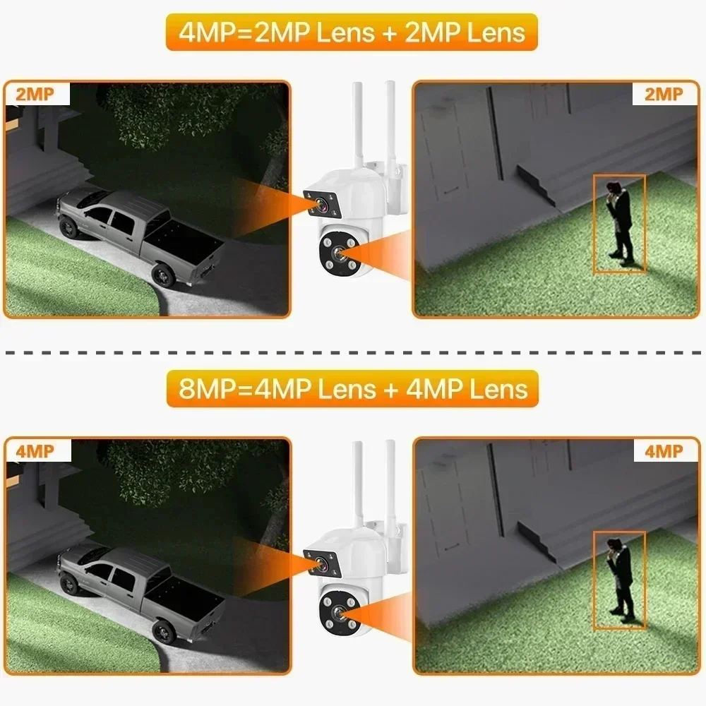 4K 8MP OKAM 5G 2.4G Dual Lens Wifi Security Camera 4MP Dual Screens Color Night Vision Auto Tracking Outdoor Surveillance Camera