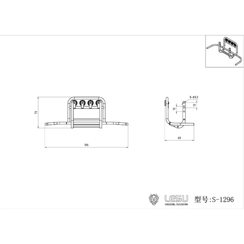 LESU RC Truck 700 Serie Metallteile Upgrade-Dekoration für Tamiya für 1/14 RC Truck Hino 700 Automodelle 1/14 RC Zubehör Spielzeug – Detail 1