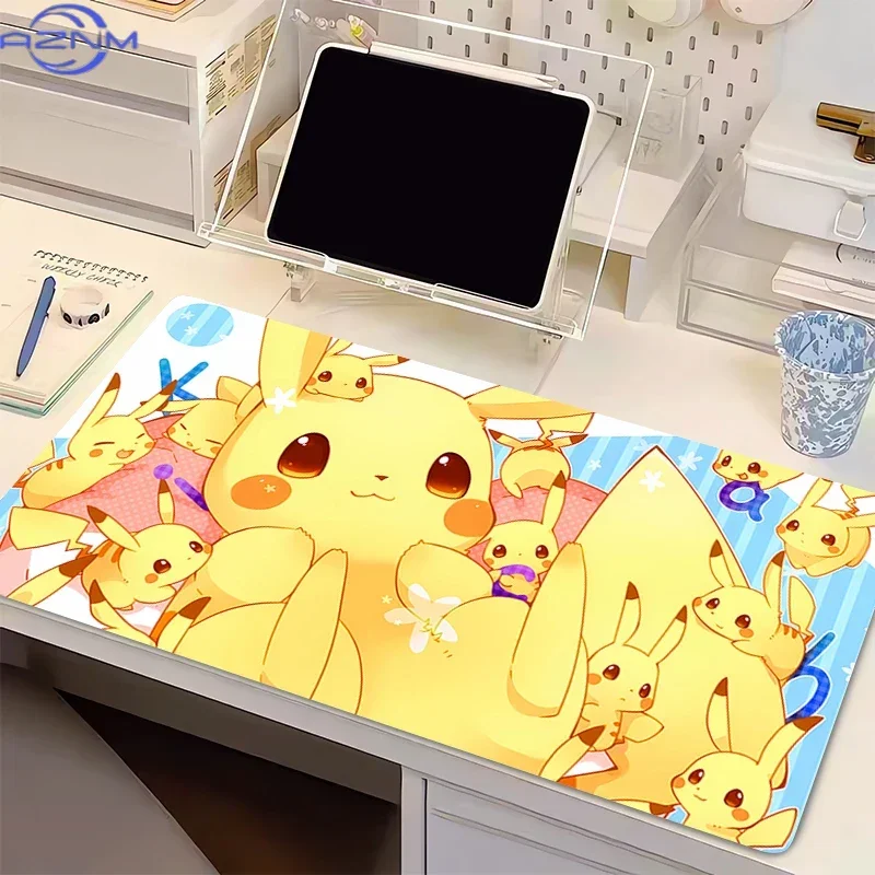 Natural Rubber Mouse Pad Pokemon Pikachu Gaming XXL pc Gamer Keyboard Pad Extended Desk Mat Table Carpet Mousepad For Computer