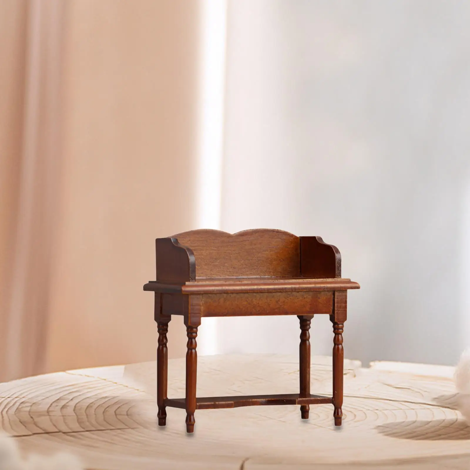 Wooden Dollhouse Desk Model Decoration 1:12 Scale Handmade Realistic Vanity Table for Decor DIY Scene Dolls House Accessories