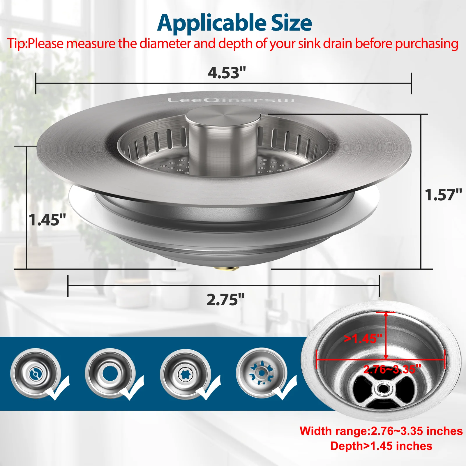 

2Pcs Kitchen Sink Strainer and Stopper Combos for Farmhouse Bar Household