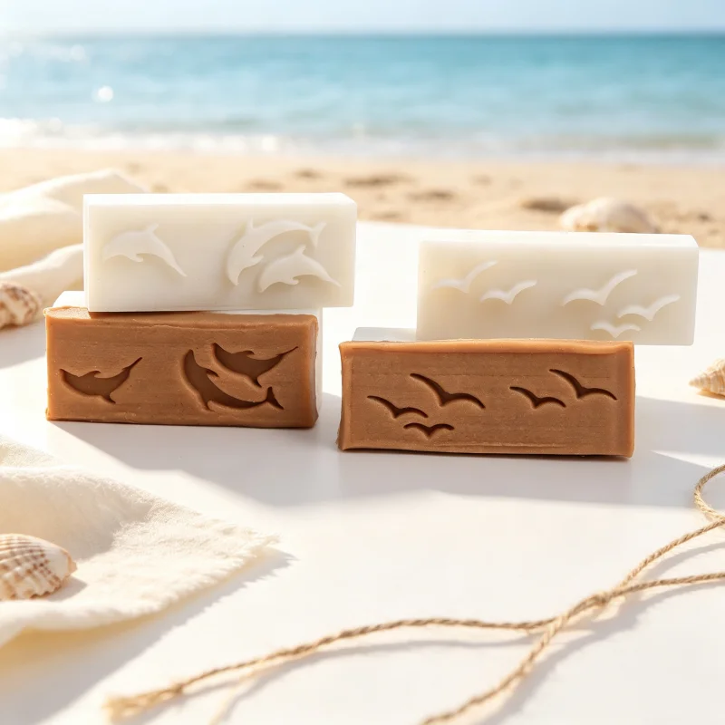 Ocean Theme Soap Stamp Lighthouse Dolphin Palm Tree Seagull Pattern Handmade Soap Embossing Stamp DIY Soap Making Decor Tool